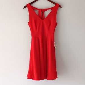 NEW B Darlin Mini Dress Tank Fit & Flare V-neck Tie Back Bright Red Size 5/6